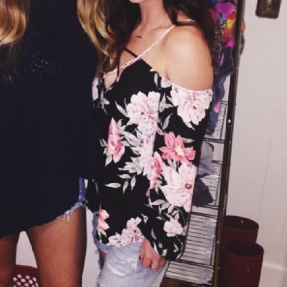 Botanical cold shoulder blouse